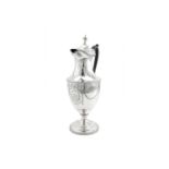 A George III antique sterling silver ewer, London 1781, by Charles Wright