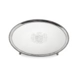 A large George III antique sterling silver salver, London 1784 by Daniel Smith and Robert Sharp