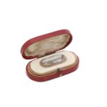 An early 19th century English unmarked gold mounted ivory patch box circa 1800-1830