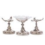 A ma set of three Victorian silver-plated comport stands, Birmingham 1854, 1876 and 1878, by Elkingt