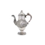 A George IV Irish antique sterling silver coffee pot, Dublin 1821 by James Le Bas