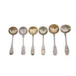 A mixed group of six early 20th century Russian silver sifting spoons, various makers and dates