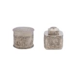 two small silver tea caddies, including a German example, Hanau circa 1900, by Neresheimer, with