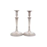 A pair of early 19th century Austrian silver candlesticks, Graz 1807, maker's mark AR