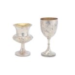 Two antique sterling silver goblets, including a William IV thistle shaped example, London 1837 by W