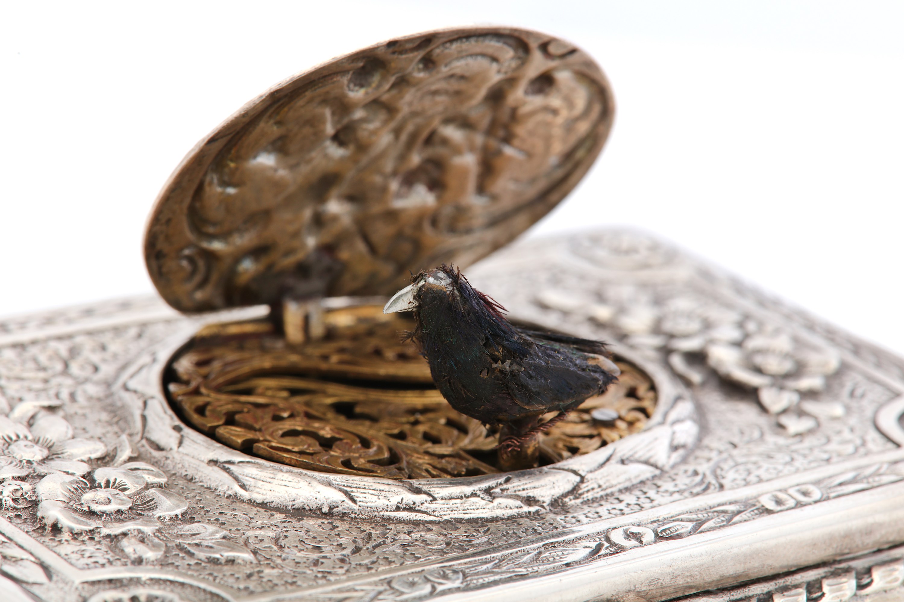 An early 20th century sterling silver singing bird box, by Karl Griesbaum circa 1920 - Image 6 of 6
