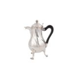 An 18th century Belgian silver coffee pot, Mons circa 1760, maker’s mark of a bearded man