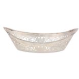 A George V antique sterling silver bread basket, Birmingham 1903 by J Sherwood & Sons