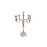 A very large Victorian silver plated candelabrum, Birmingham 1853, by Elkington & co