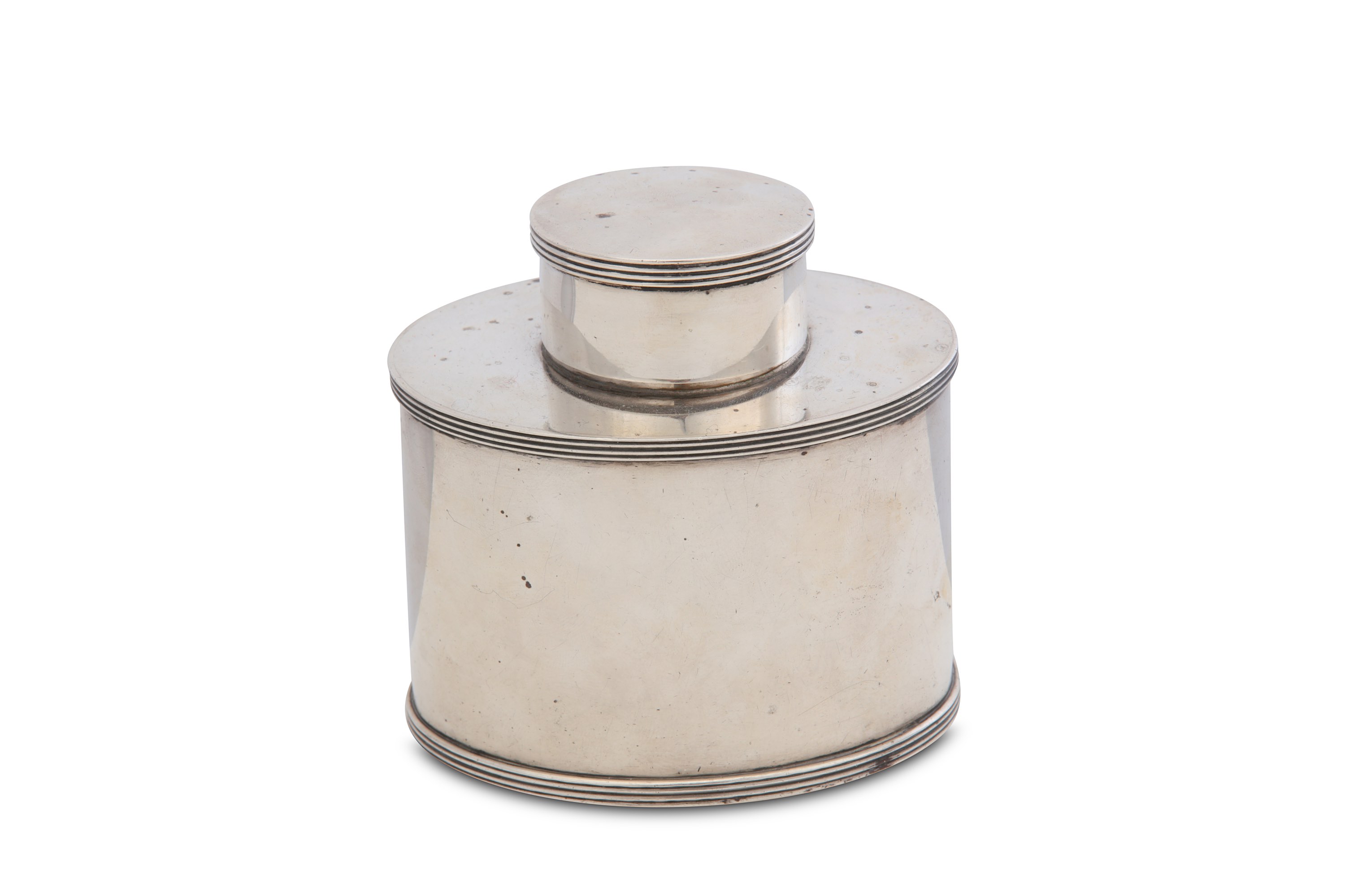 A George V antique sterling silver tea caddy, Birmingham 1919, by Elkington & co