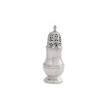 A George I antique sterling silver pepper caster, London 1725 by Thomas Bamford