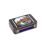 An early 20th century German or Swiss 935 standard silver and guilloche enamel snuff box, circa 1910