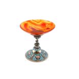 A mid-19th century French silver-mounted agate tazza, stamped Morrel & Cie