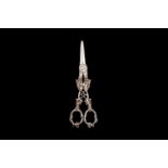 A George IV/ William IV antique sterling silver pair of grape scissors, Birmingham date letter obscu