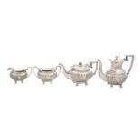 A George V antique sterling silver four-piece tea and coffee service,Sheffield 1908, 1911 and 1917,