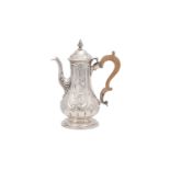 A George III antique sterling silver coffee pot, London 1762 by Lewis Herne & Francis Butty