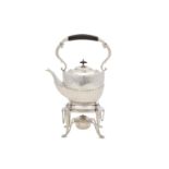 An Edwardian antique sterling silver tea kettle on stand, Birmingham 1908, by William Aitken