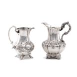 Two silver cream jugs, one Sheffield 1893, by Mappin Brothers, the other London 1841, by Charles Fox