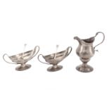 A pair of George III antique sterling silver salts, London 1794 by Soloman Hougham