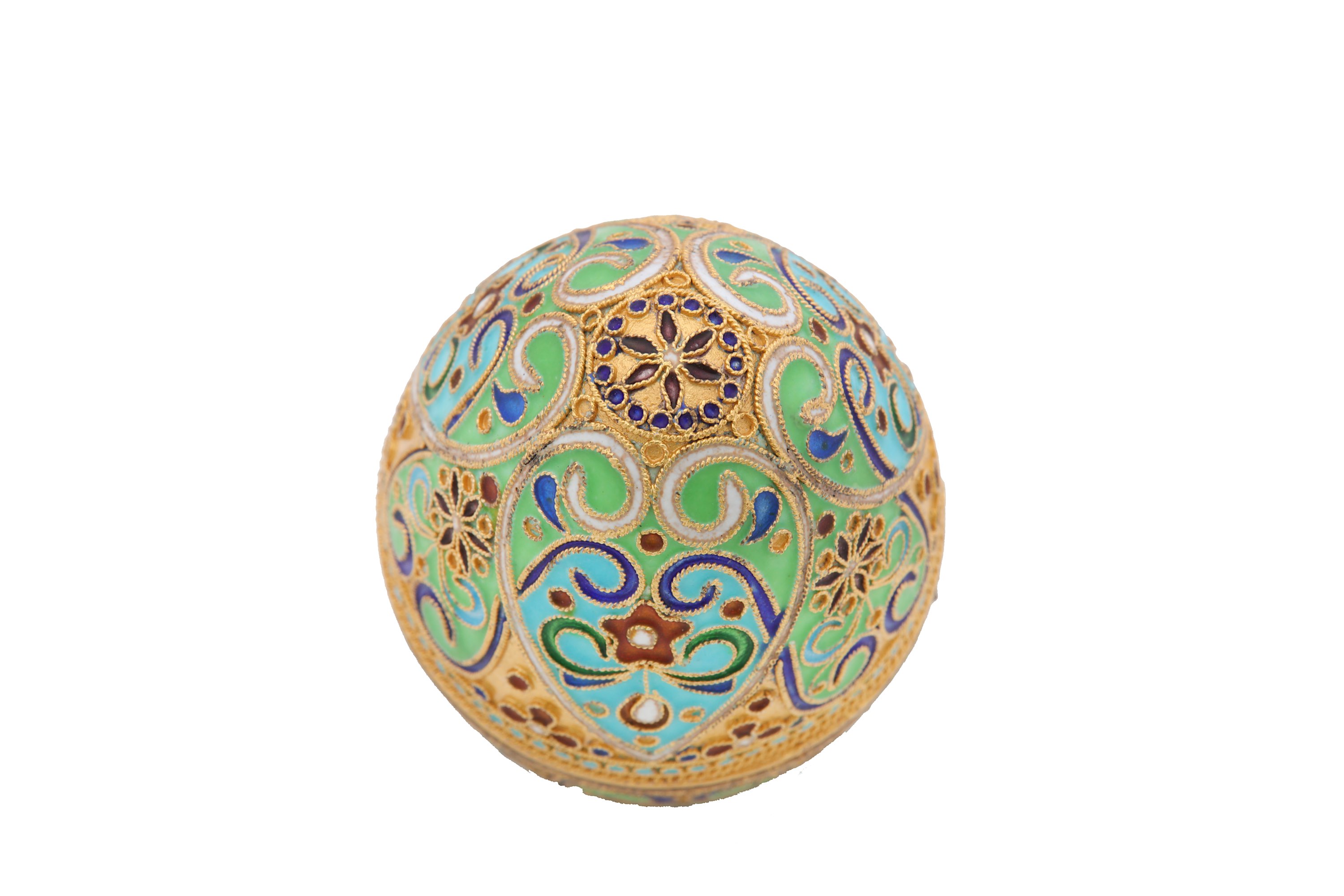 A Modern Russian 84 zolotnik silver-gilt and enamel egg, St Petersburg - Image 3 of 3