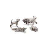 A group of modern Elizabeth II sterling silver miniature animals
