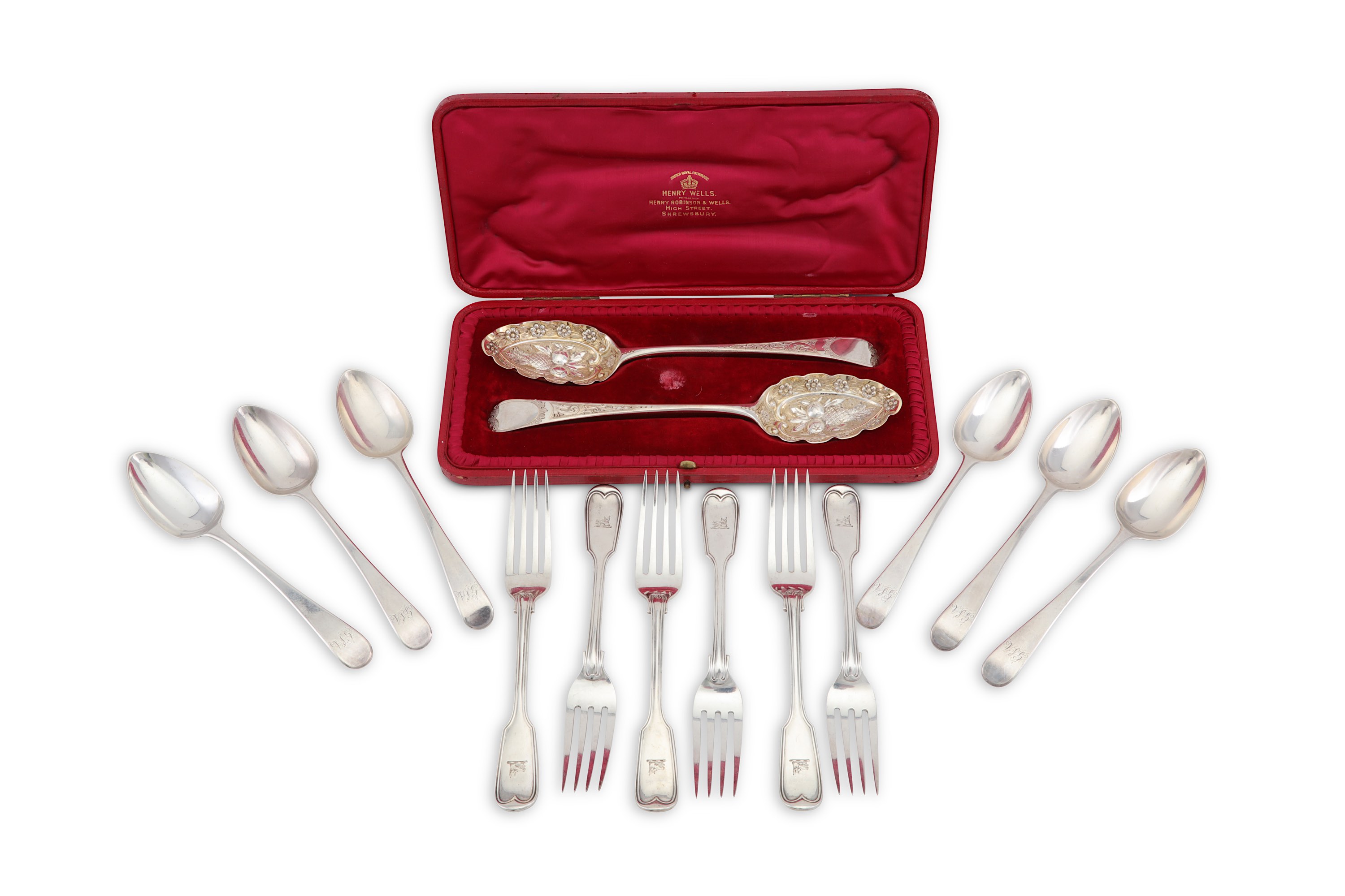 A mixed group of George III – Victorian antique sterling silver flatware