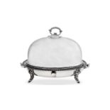 A large Victorian antique EPNS silver plated meat or turkey dome and warming base, circa 1860