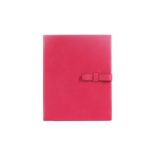 Prada Pink Saffiano iPad Case, pull through closure with embossed logo to corner, 21cm wide, 26cm