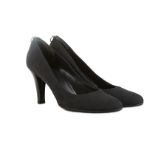 Gucci Black Canvas Guccissima Heels, c. 2008, almond style toe with patent leather heel, 8.5cm heel,