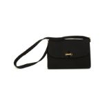 Gucci Black Evening Bag, 1960s, black fabric with gilt metal turn lock fastening, 21cm wide, 25cm