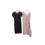 Two Lanvin Dresses, to include a lilac silk asymmetric dress, sleeveless style with ruched detail,