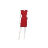 Lanvin Red Dress, fitted, sleeveless design with silk embellished zip to the back, labelled size 38,