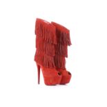 Christian Louboutin Red Highness Tina Tassel Boots, red suede with three tiers of tassels, 16cm