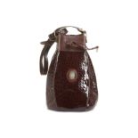 Cartier Burgundy Leather Bucket Bag, crocodile effect leather with gold tone hardware and drawstring