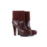 Louis Vuitton Burgundy Empreinte Wedge Booties, burgundy leather with suede monogram fold over