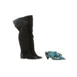 Two Pairs of Chloe Shoes, to include black suede over-the-knee boots, leather detail to toe and