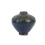 A MONOCHROME BLUE-GLAZED POTTERY VASE Possibly Syr