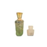 TWO IRANIAN SMALL CLEAR GLASS BOTTLES  Possibly Ni