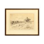 Castelli (1931), Runaway Steer, signed and dated 1931, en grisaille, 32 x 48cm