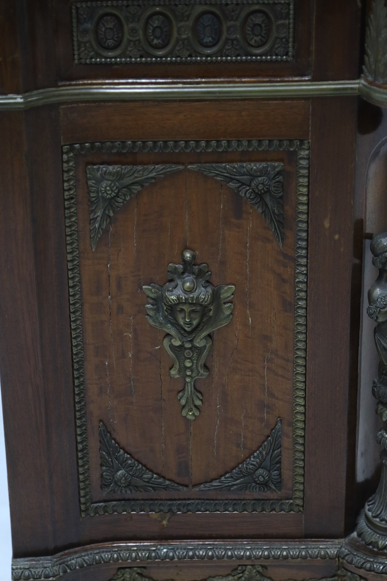 A late 19th to early 20th Century Russian mahogany veneered side cabinet, the marble top over a - Image 4 of 4