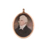 Attributed to Henry Edridge ARA (British, 1768-1821), portrait miniature of a gentleman, wearing a