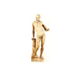 A 19th Century anatomical ecorche by D Brucciani, modelled standing resting on a classical pillar,