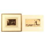 Stanley Anderson R.A. (1884-1966) Haymakers with Windmill, pencil signed, drypoint etching, mounted,