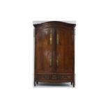 An 18th Century French provincial oak armoire, the arched cornice over two doors and three