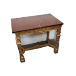 A 19th Century Italian style carved giltwood and gesso centre table, with a variegated red marble