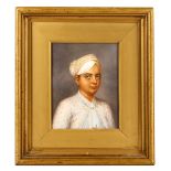 After John Smart (British, 1742-1811), portrait of an Indian Prince, oil on metal, 24 x 19cm