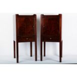 A pair of reproduction George III design mahogany tray top bedside cabinets, 82cm high x 35cm