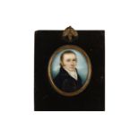 Nathaniel Plimer (British, 1757-1822), portrait miniature of a gentleman, wearing a blue coat with