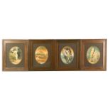 A set of four continental school oval classical studies, 19th Century, watercolours on paper