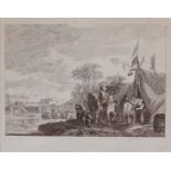 Sandby (Paul) [Landscape with man playing trumpet], (foreground) people looking at man on